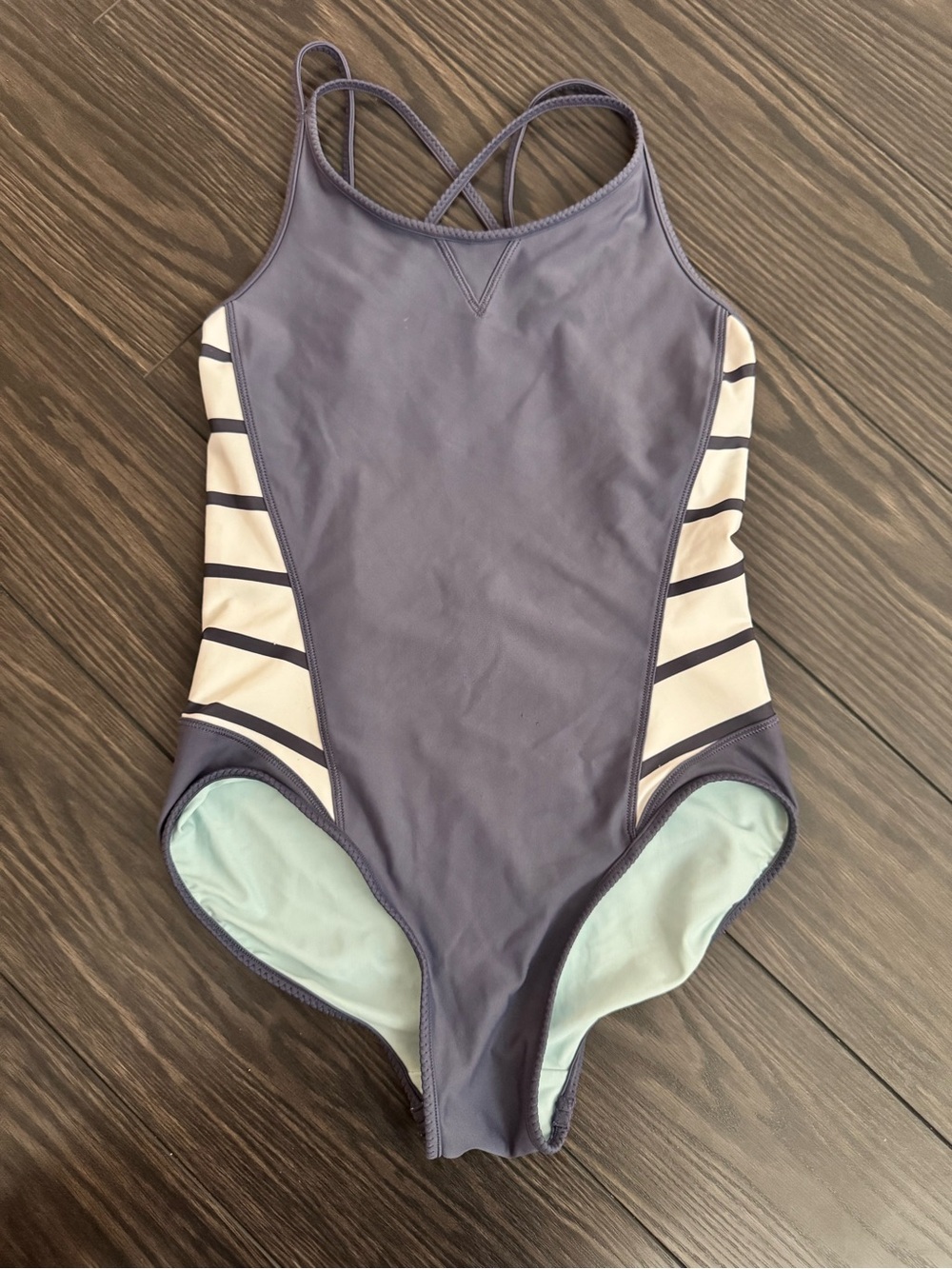 Ivivva by Lululemon Strappy One Piece Swimsuit Slate Blue Girls Size 14